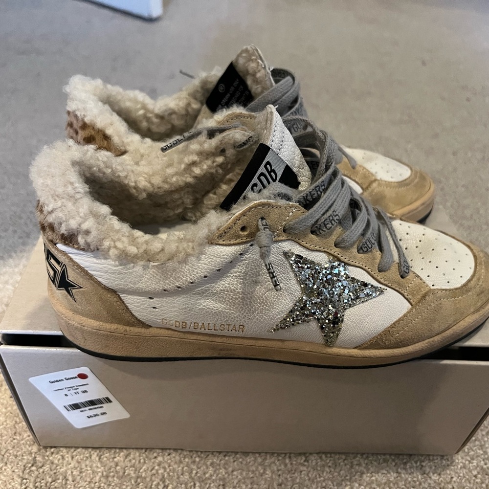golden goose shearling ballstar size 38